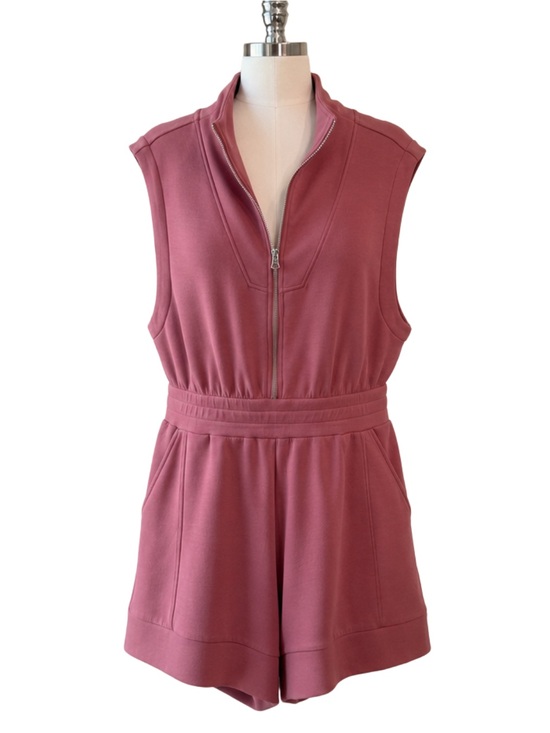 Varley Pants - Varley Linvale Playsuit Romper Zip-Front Top Size Large Doublesoft Rose Rosewood